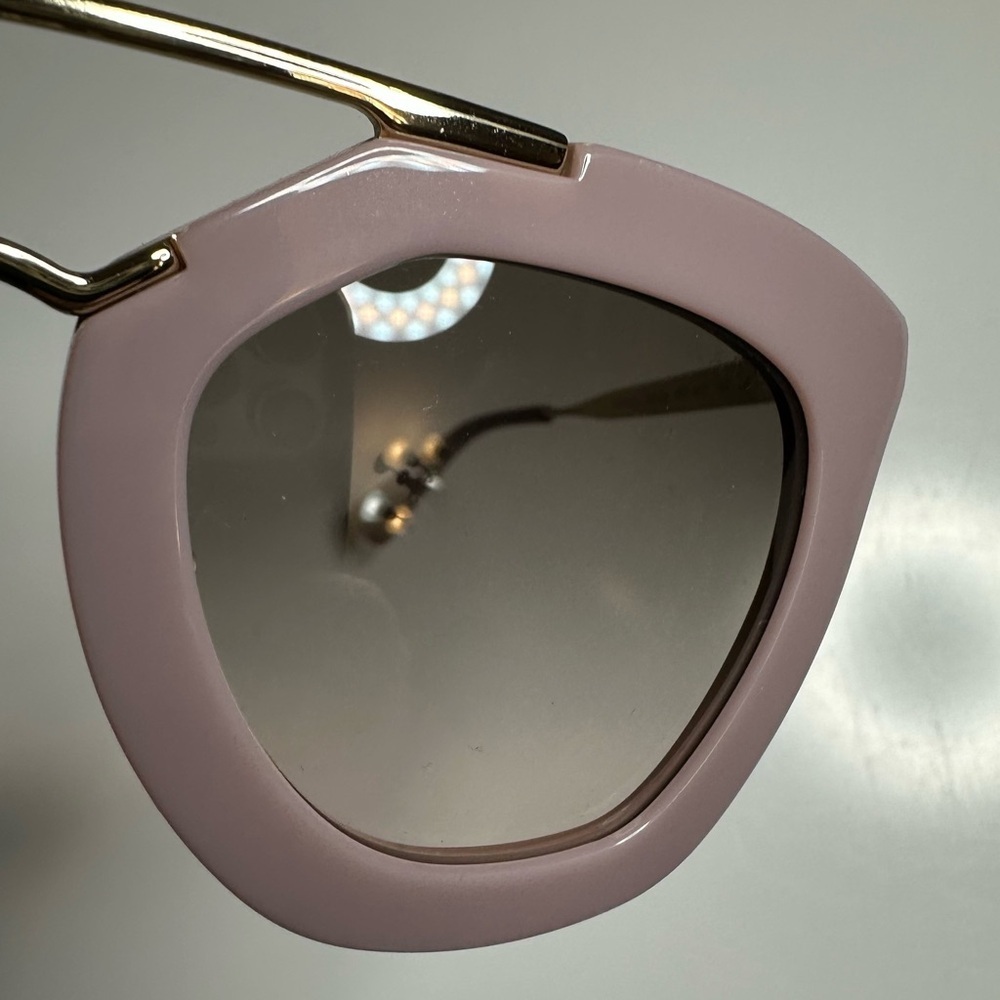 Prada Cinema Iconic Cat Eye Sunglasses 09Q Opal Pink Gold Aviator Gradient - Picture 11 of 14